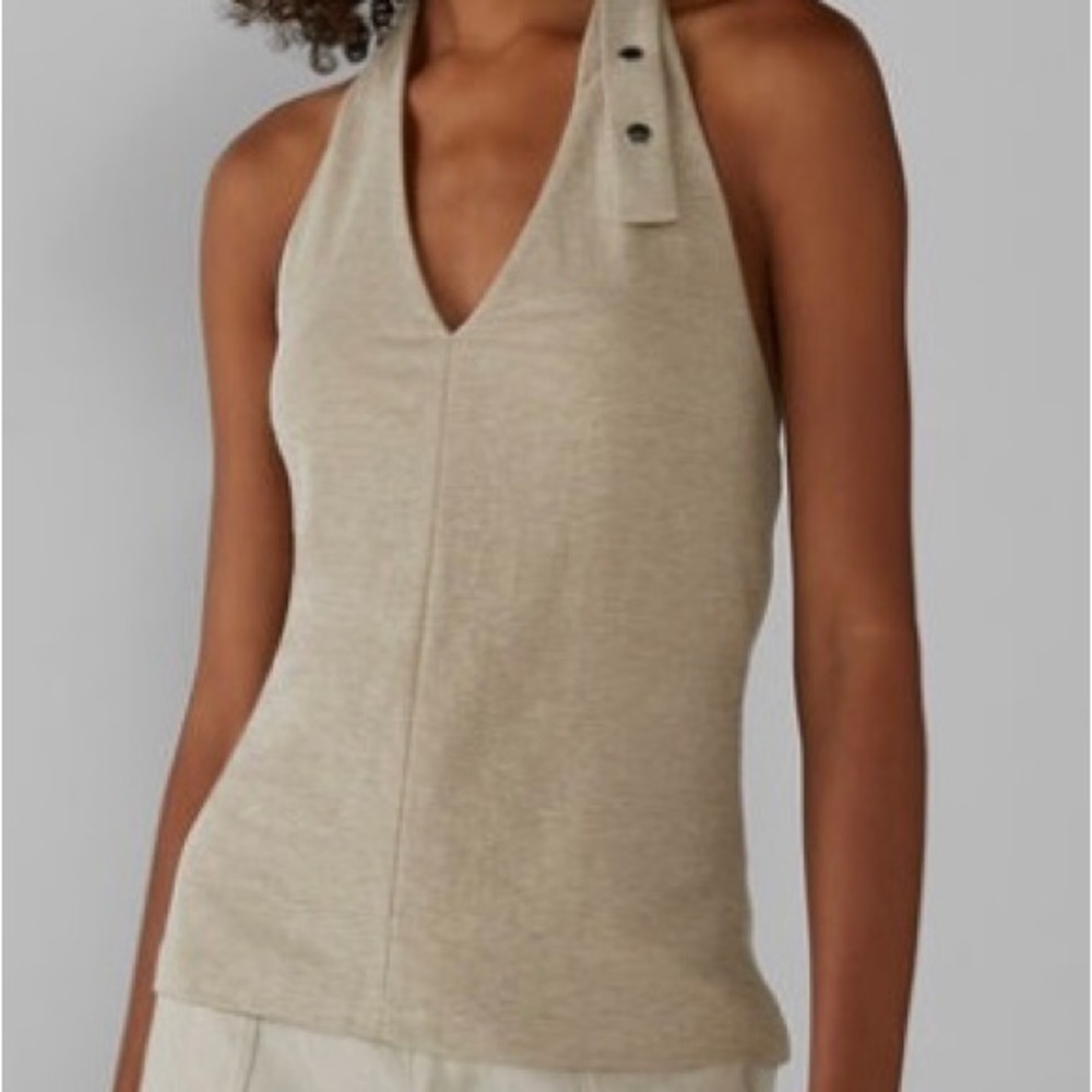 Club Monaco Halter Neck Top Linen/Taupe Size Medium NWT